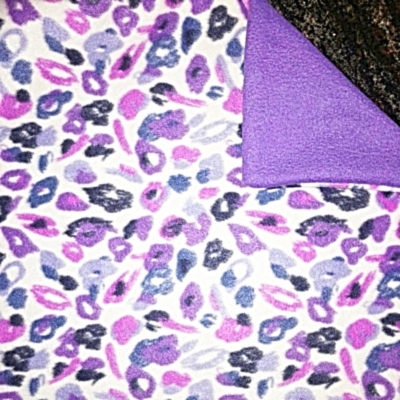 Purple fleece blanket with double layer construction