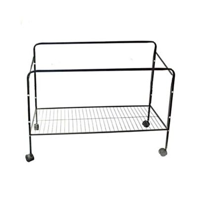 120cm black pet cage stand with wheels and lower storage shelf