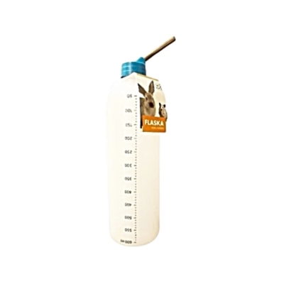 600ml small animal water bottle with blue nozzle and double ball bearing
