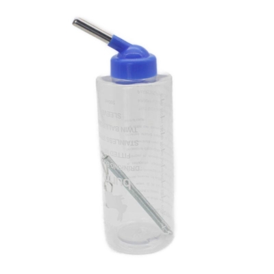 500ml small animal water bottle with blue nozzle and double ball bearing