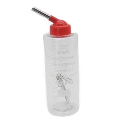 500ml small animal water bottle with red nozzle and double ball bearing