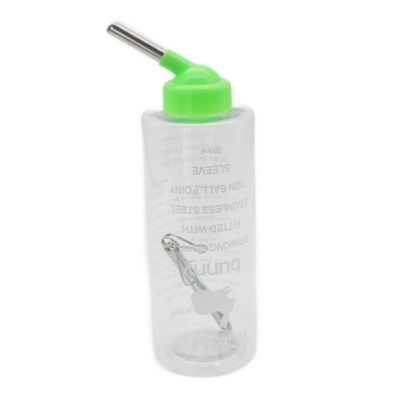 500ml small animal water bottle with green nozzle and double ball bearing