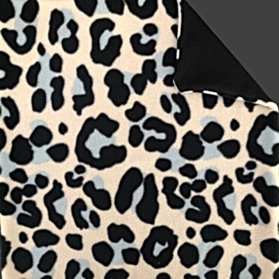 Leopard fleece blanket with double layer construction